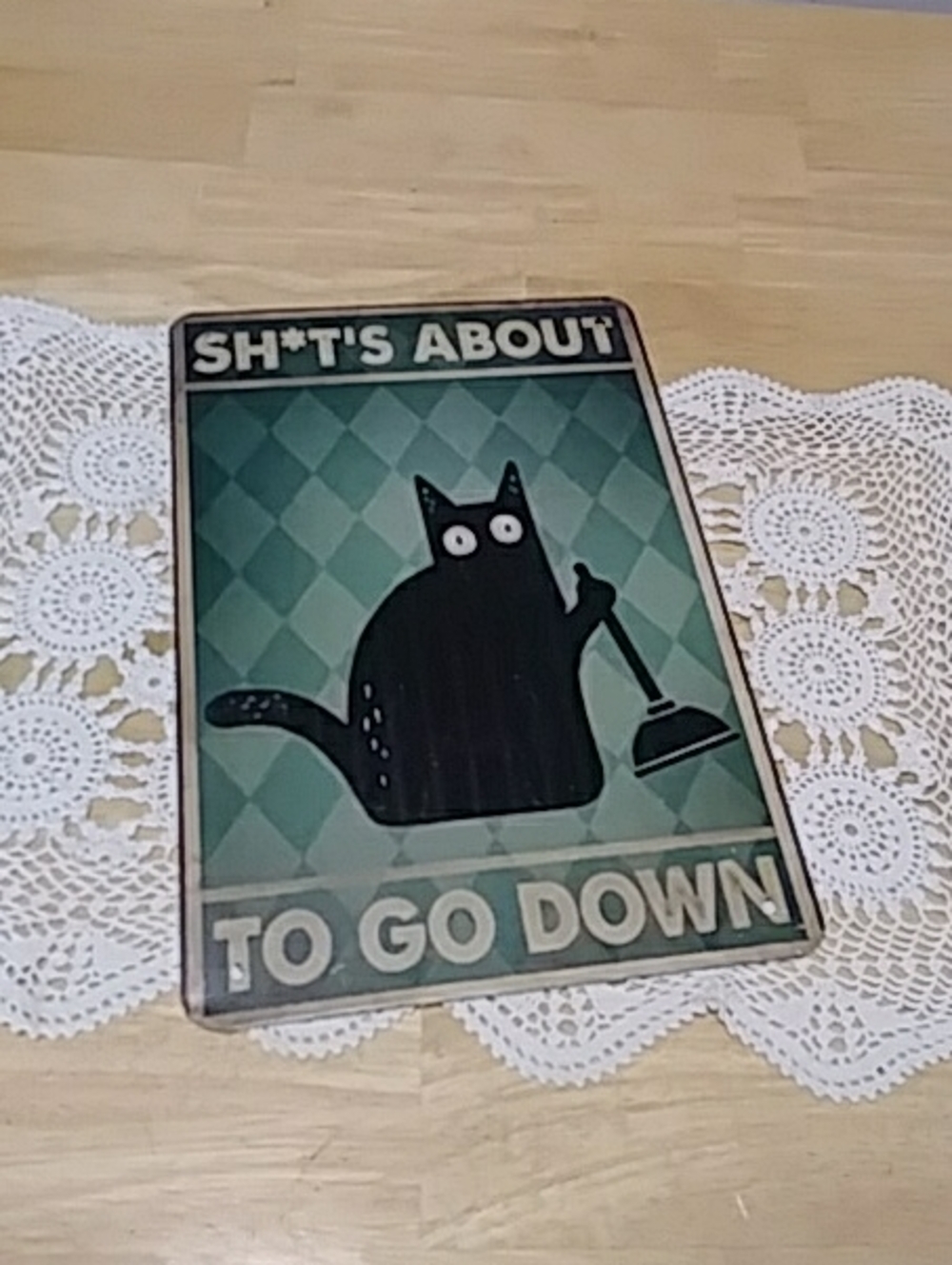 Black Cat bathroom wall art, funny.